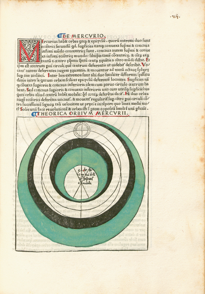 A photograph of a book page with a theory and a diagram of mercury orbs represented by circles and rings.