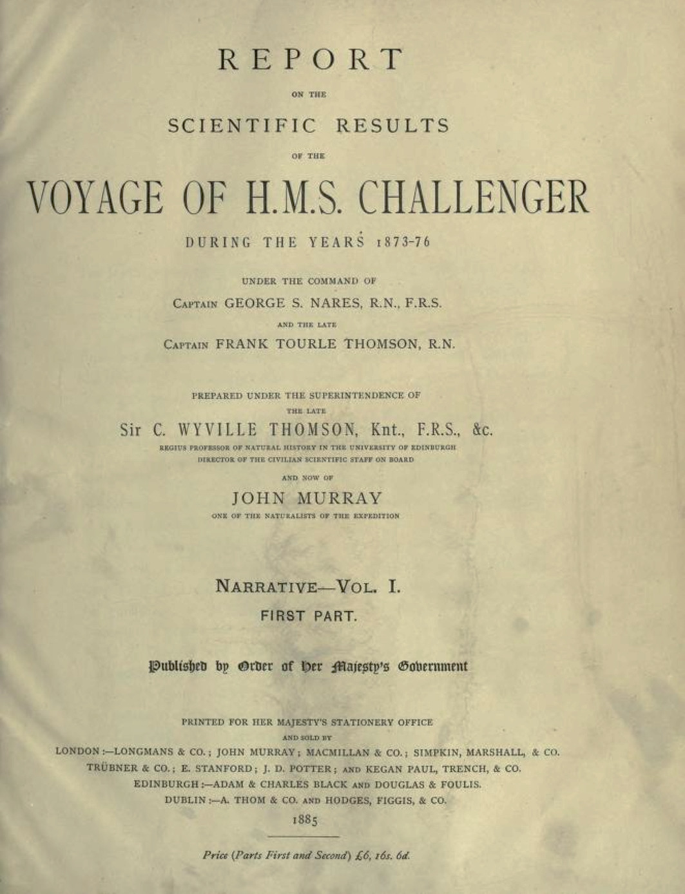 A photograph represents the front page of a report written from 1873 to 76 with the author's name and the year of publication details.