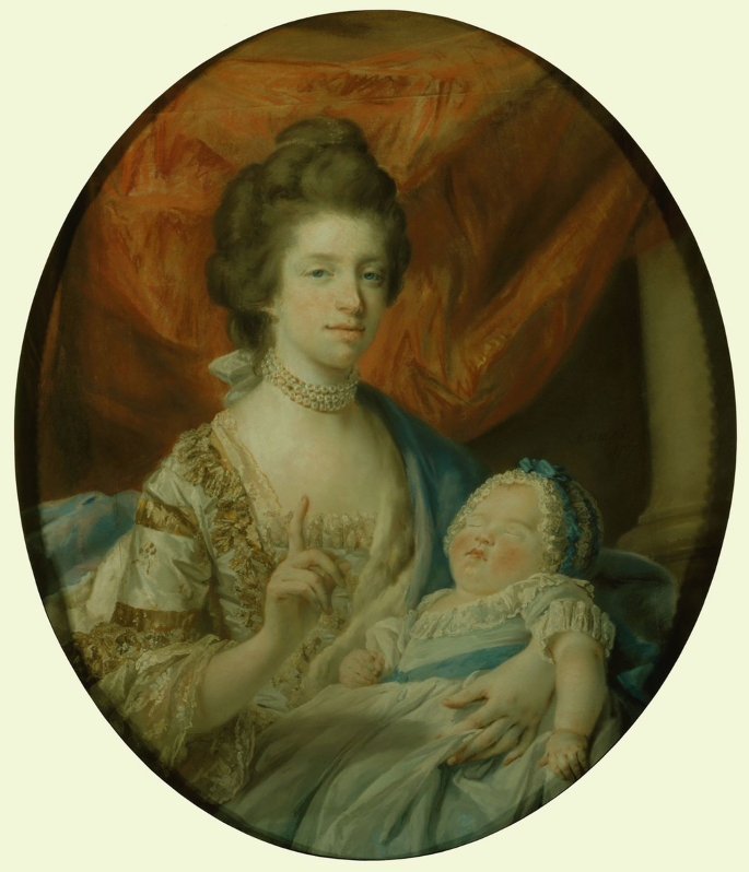 A portrait of Queen Charlotte by Francis Cotes.