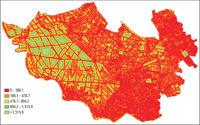 A map depicts the roads distance locations. Range between 0 to 186.1 occupies maximum.