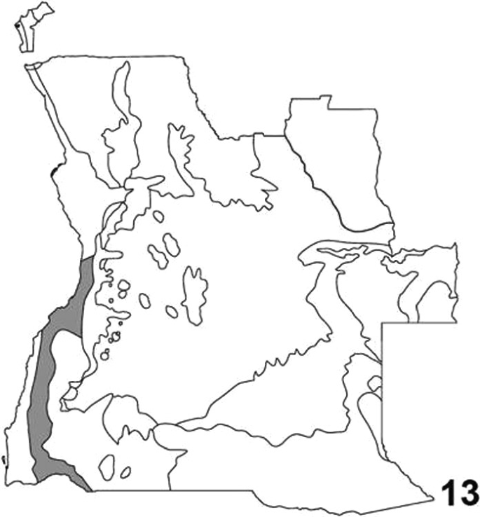 A map of ecoregions in which savanna woodlands are shaded.