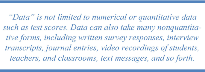 An image represents the data explanation as it is not limited and takes numerous non-quantitative forms including an interview, journal entries, etc.