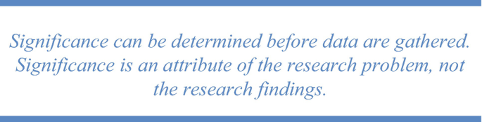 The picture illustrates a description- Significance can be determined before data are gathered. Significance is an attribute of the research problems.