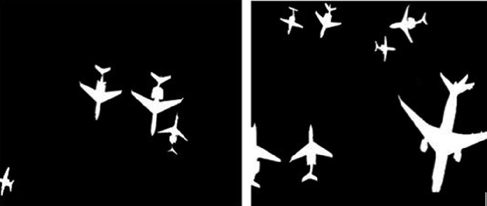 Two illustrations of ground truth mask of airplanes.