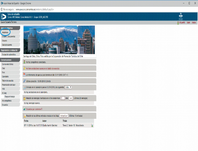 A screenshot of the webpage displays the image of the online course study room and related text with a menu.