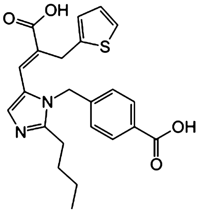 The hexagonal, and pentagonal ring structure of eprosartan.