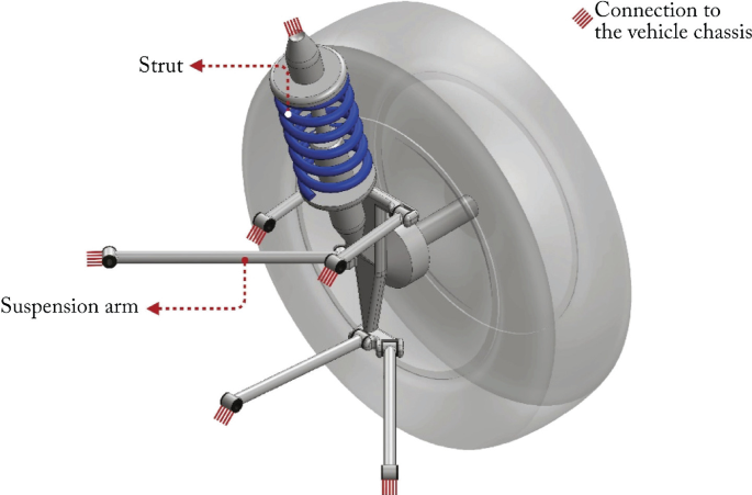 Technical illustration of bump stop installation