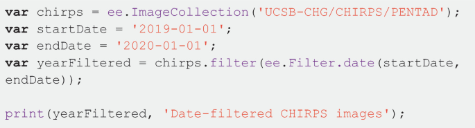 The attributes of the following parameters are dealt with, in this code. Chirps, start date, end date, and year filtered.