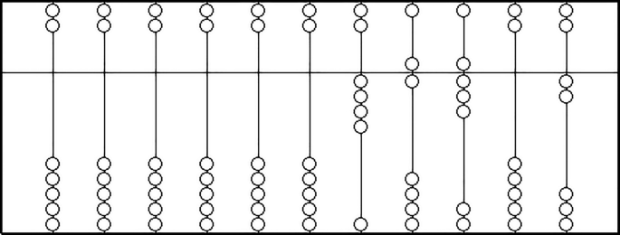 An abacus. It consists of 11 wires with beads.