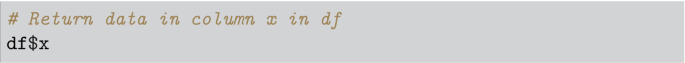 A code snippet that returns data in column x in d f.