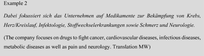 A typed text in a foreign language and its translation given below reads, the company focuses on drugs to fight cancer, cardiovascular diseases, infectious diseases, metabolic diseases as well as pain and neurology.