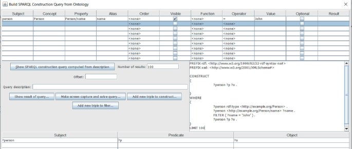 An example for the composition, based on ontologies, of a query for