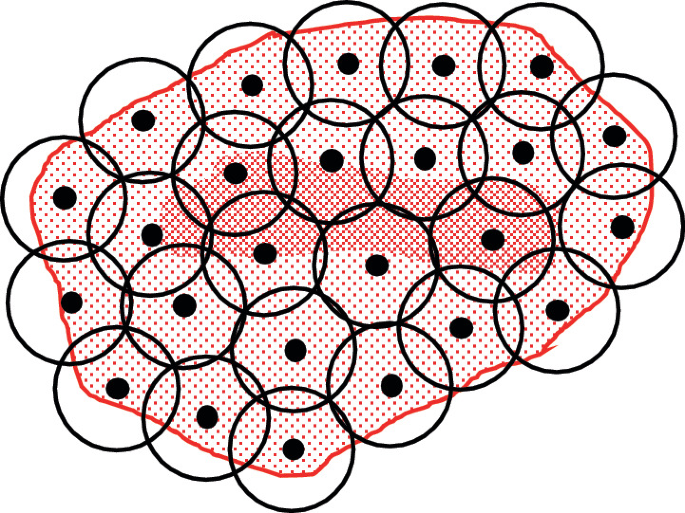 An illustration of clustered injection points on a T T Z source zone. The cluster of injection points resembles a beehive with spherical units and the source zone resembles an irregular layer upon them.
