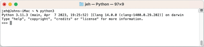 A Terminal window in Mac. It is to check whether Python 3 is successfully installed or not. It indicates that version 3 dot 11 dot 3 is installed.