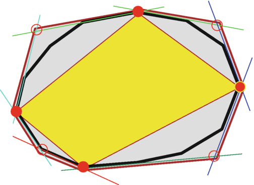 An illustration of a polyhedron within which a quadrilateral is highlighted.