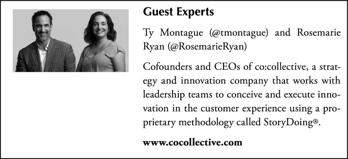 A box contains the professional biography of the guess expert named Ty Montague and Rosemarie, along with their photograph. They are the co-founders of Co-Collective. A website link for Cocollective is mentioned at the bottom.