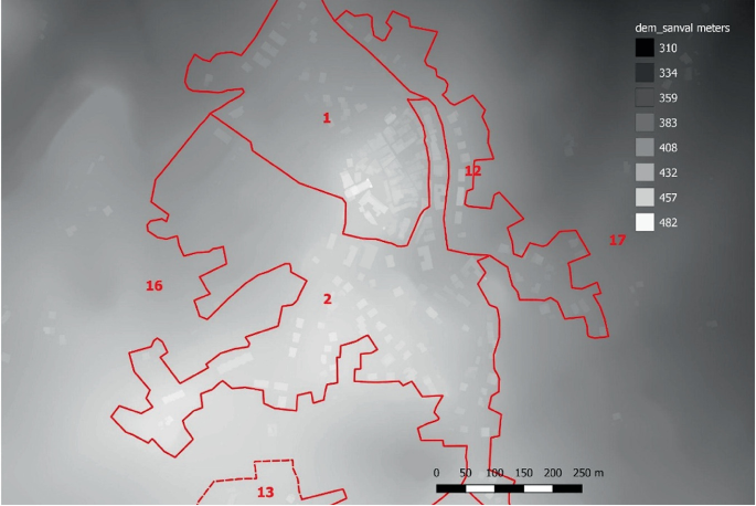 A screenshot has the map of the San Valentino urban area with the boundaries of the census blocks indicated.