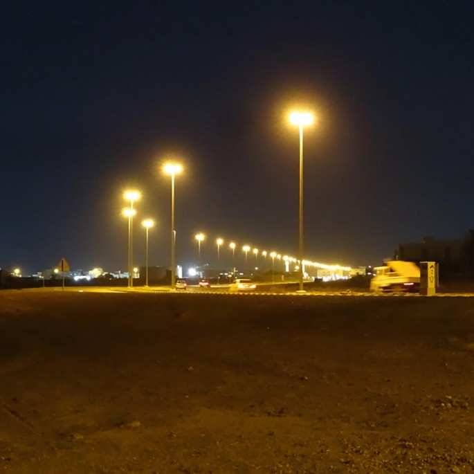 A photo of night lights on the roads of Bidiyah.