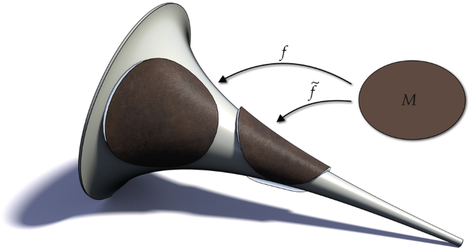 A pseudosphere shape fitted with a leather patch. One slide patch is at F and the other is at F bar.