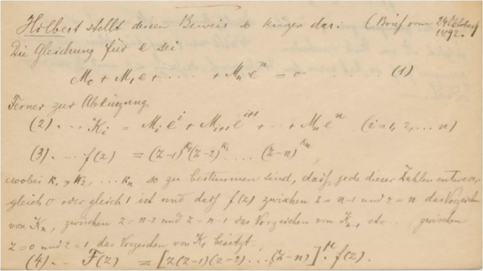 A handwritten text with a brief outline of Stieltjes proof.