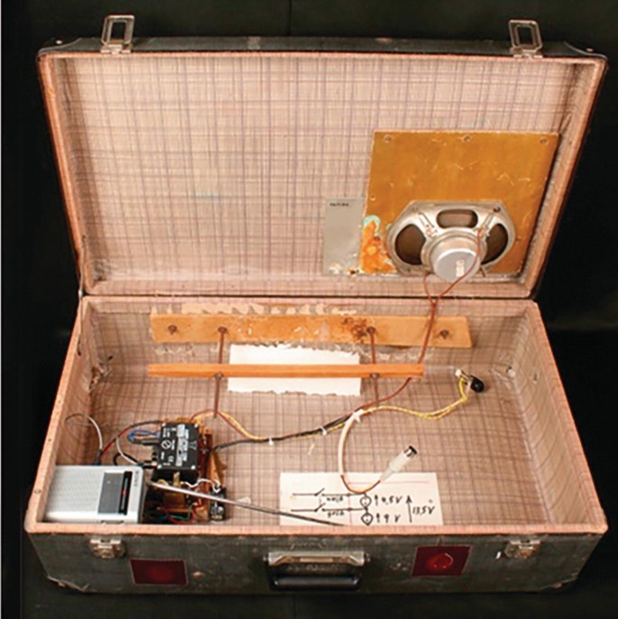 A photograph of an open suitcase with tools inside it.