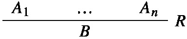 An inference rule, the proof is that if A 1 through A n is true, then the conclusion B is also true from the premise of R.