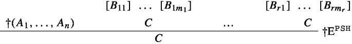A logical derivation of an expansion pattern displays that A or B does not expand to C directly but goes through an intermediate step where A or B is derived separately from assumptions A and B, leading to two copies of C.
