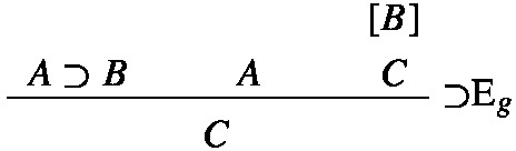 An expression where A implies B and B is replaced with C uses elimination rule for implication.