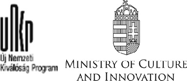 Two logos of the U j Nemzeti Kivalosag Program and Ministry for Culture and Innovation along with respective texts for their names.
