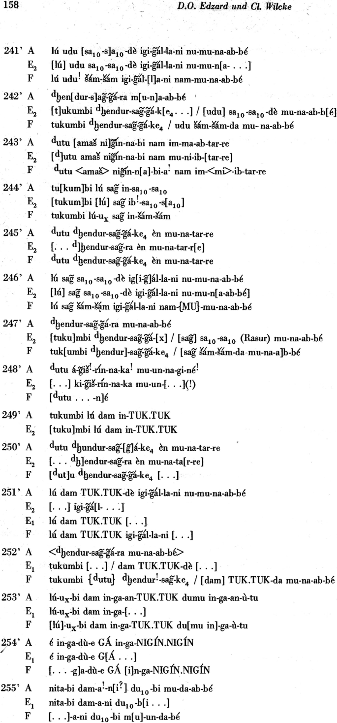A textual representation of 15 sets of sentences numbered 241 to 255, each containing lines in a foreign language.