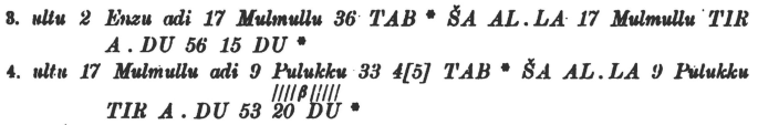 A set of 2 transliterated lines from a procedure for Jupiter. The lines are numbered 3 and 4.
