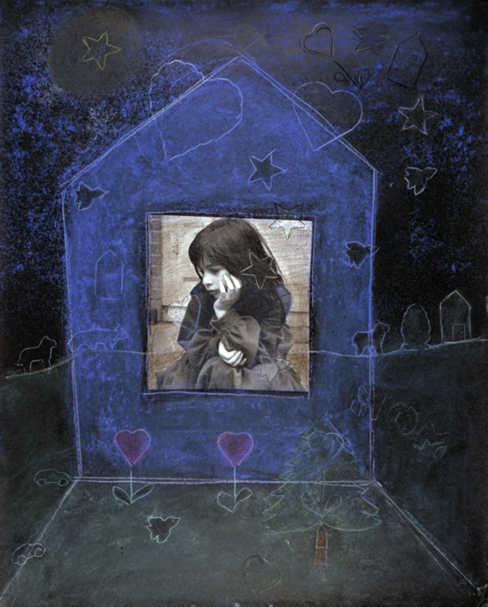 A portrait of a cemetery with a photograph of a girl engraved.