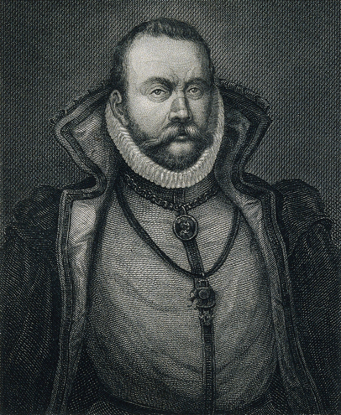 A monochromatic photograph of Tycho Brahe.