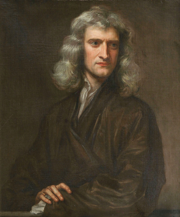 A painting of Isaac Newton.