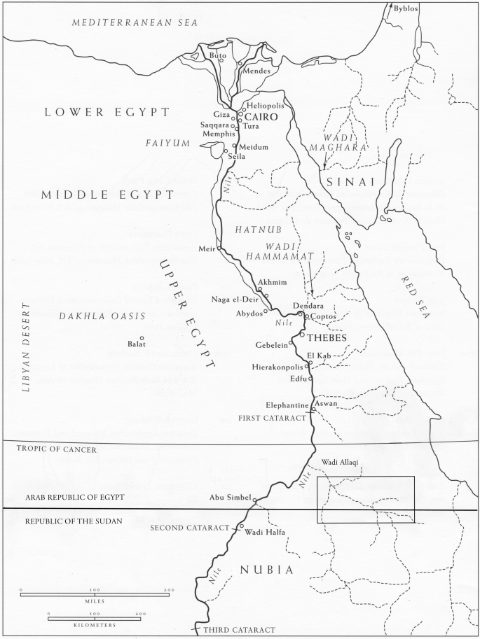 A map of Egypt and Sudan in which a rectangle indicates a region in the border of Egypt and Sudan.