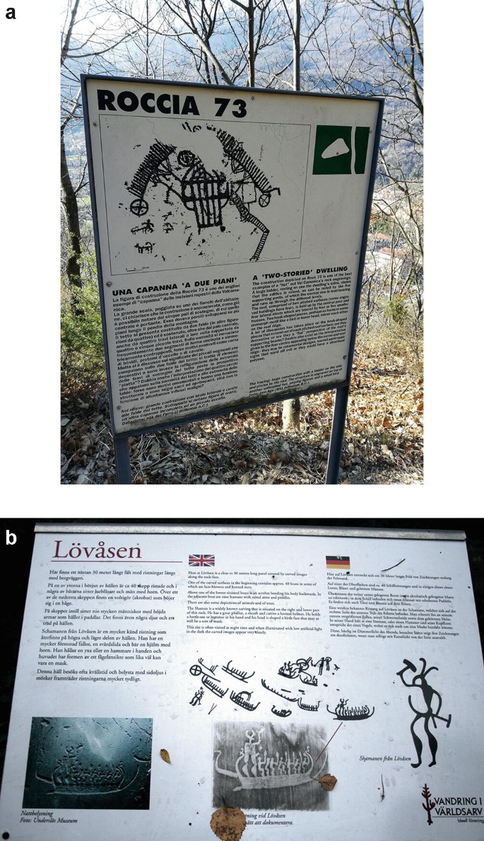 Two photographs of information boards on Rock art.