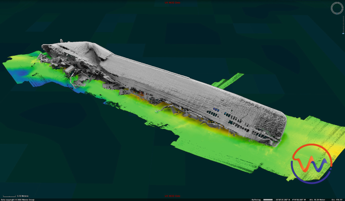 A detailed 3D model of the wreck of S S Derbent, exhibit its intricate internal cargo tank structure.