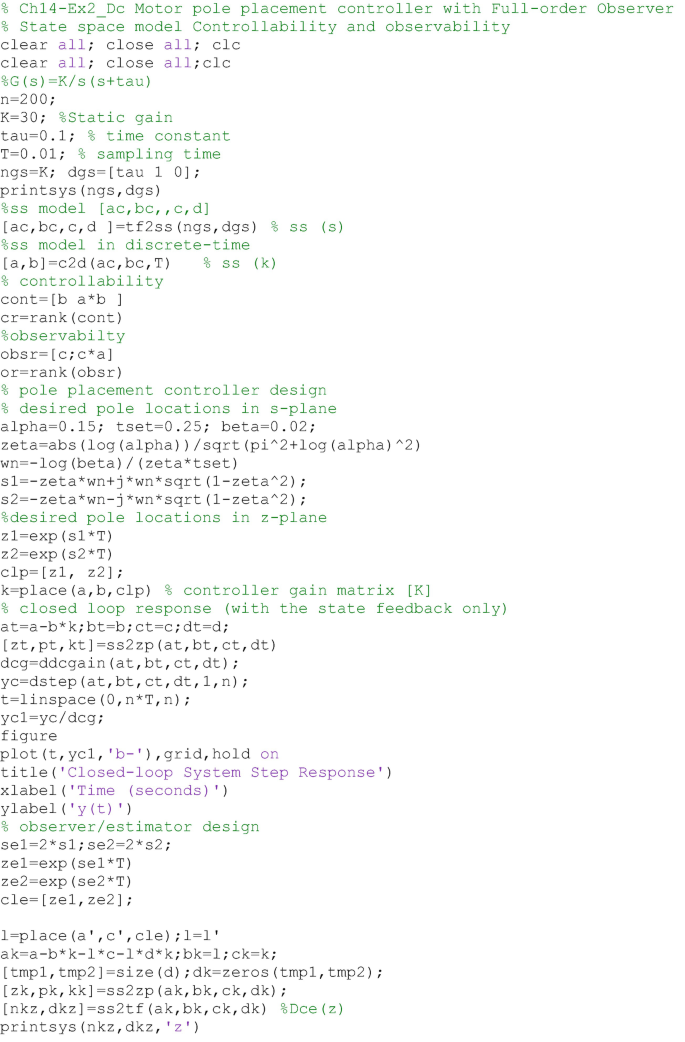 Design of Controllers for DiscreteTime Systems in State Space