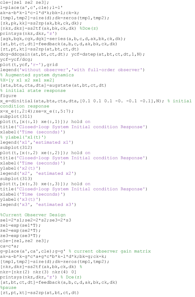 Design of Controllers for DiscreteTime Systems in State Space