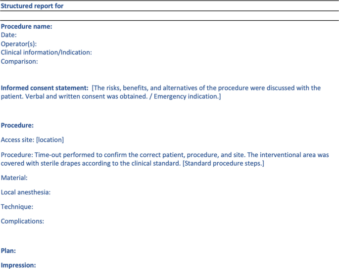 Medical Struct6ured Reporting Structured Reporting in Interventional Radiology | Springer Nature Link