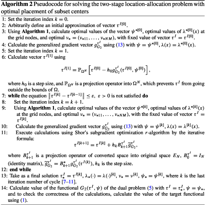 Solving Two-Stage Logistic Problem of Optimal Location-Allocation ...