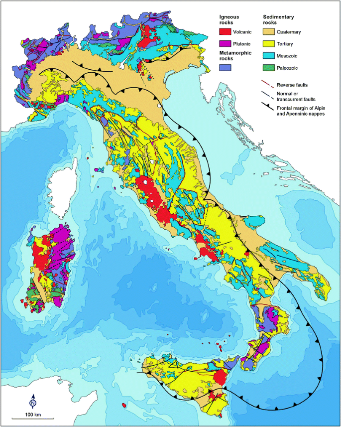 Geological Map Of Italy Outline Of The Geology Of Italy | Springerlink