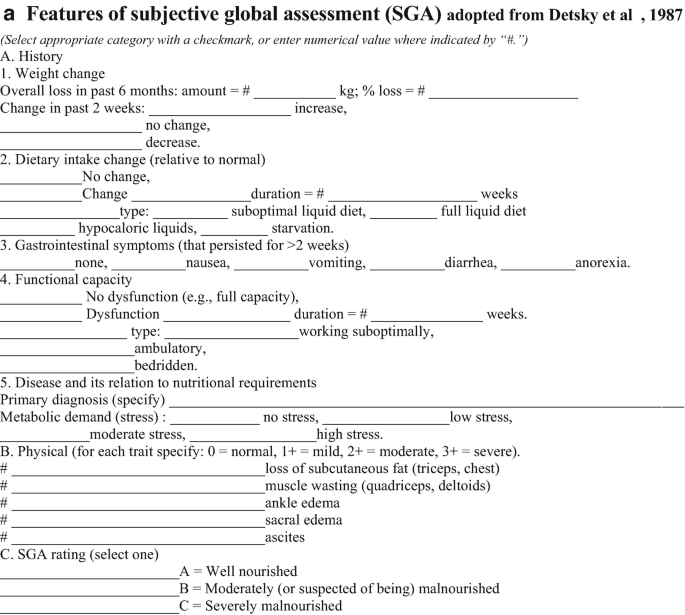 Subjective Global Assessment Sga Of Malnutrition Springerlink