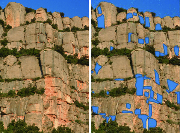 Premium Photo  Good shot of rockfall on rocky mountain steep slope and  long trail of dust. good moment of dangerous scene with falling stones and  boulder from rocks. rockfall in mountains.