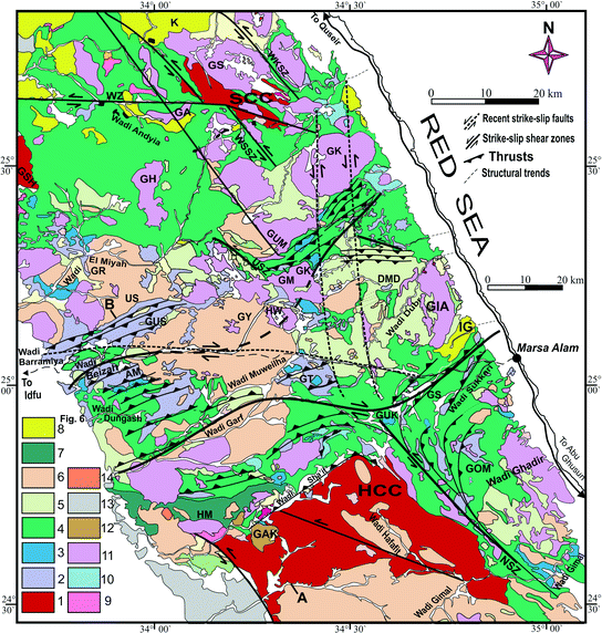 Geological map Wadi Ghadir-Gabal Zabara area after Conoco (1987