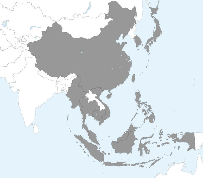 A world map illustrates the case studies conducted for different countries with Japan, China, South Korea, Indonesia, Cambodia, Singapore, Thailand, Philippines, Vietnam, Malaysia, and Myanmar.