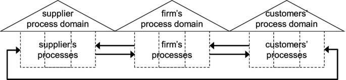 A connected P C N diagram for the supplier process domain, firm’s process domain, and customers process domain.