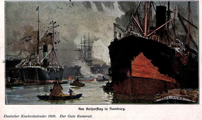 Köln Original-Holzstich von 1888 der Hafen bei Eisgang 