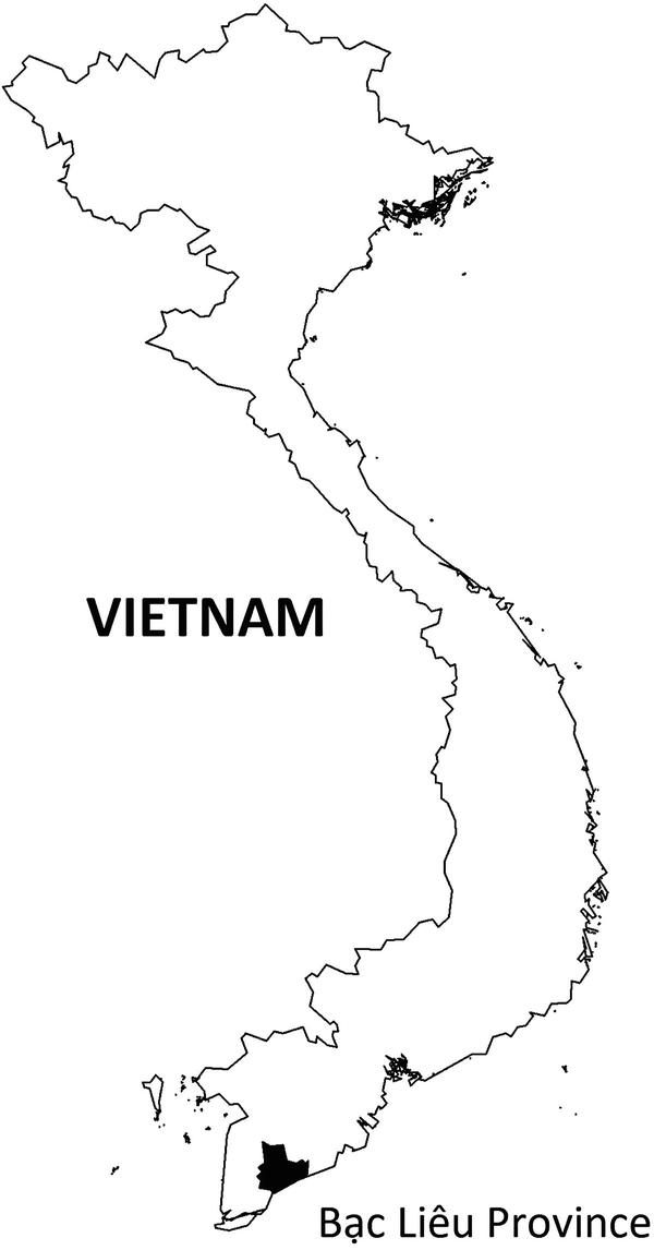A map indicates the area of Bac Lieu Province in Vietnam.