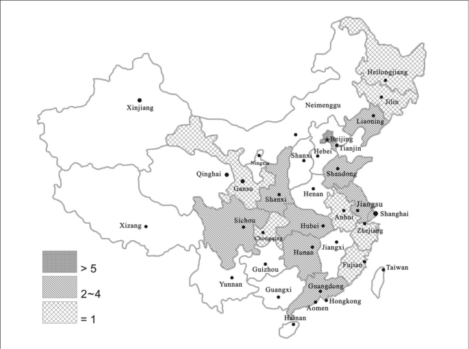 A map of China illustrates the locations of 985 Project Universities geographically. The province of Beijing consists of more than 5 Project Universities.